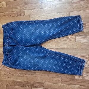 Isaac Mizrahi polka dot frayed hem jeans - 16 petite